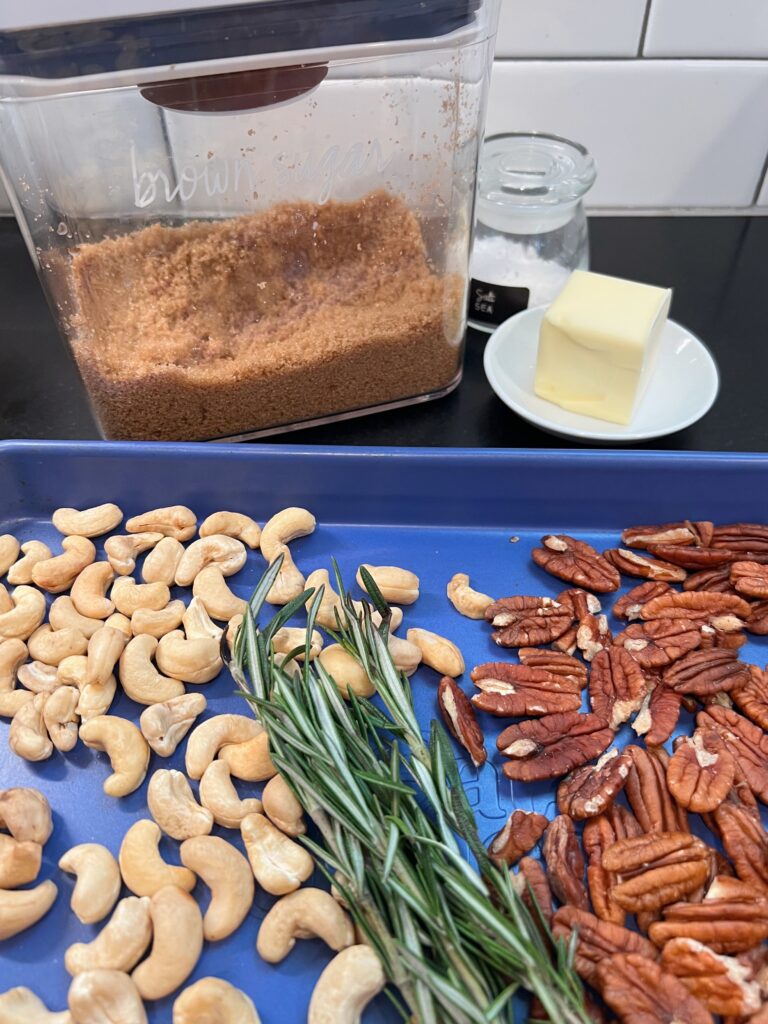 ingredients for rosemary roasted nuts